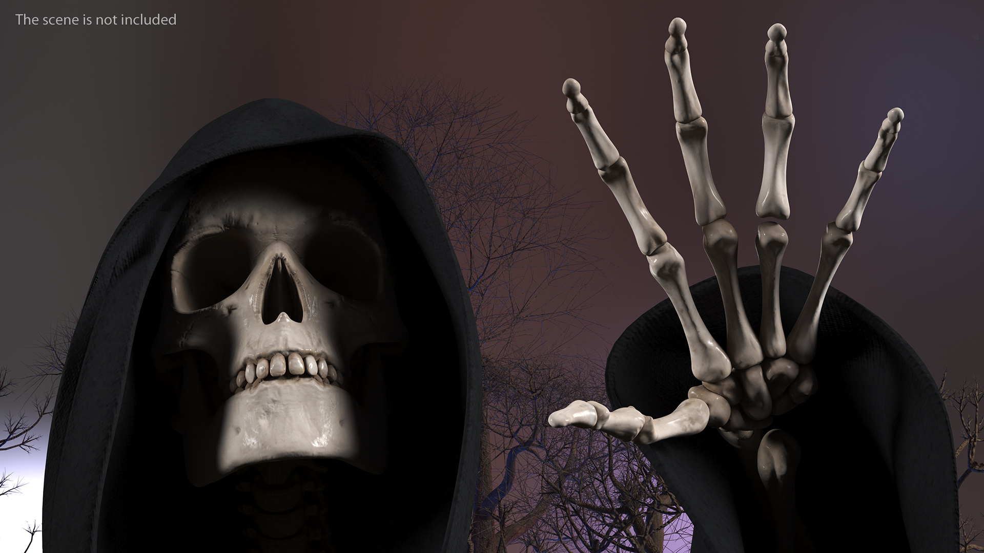 Grim Reaper with Scythe Set Rigged 3D model