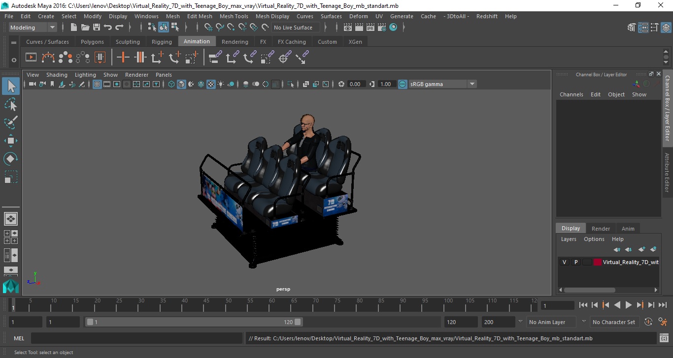 3D model Virtual Reality 7D with Teenage Boy