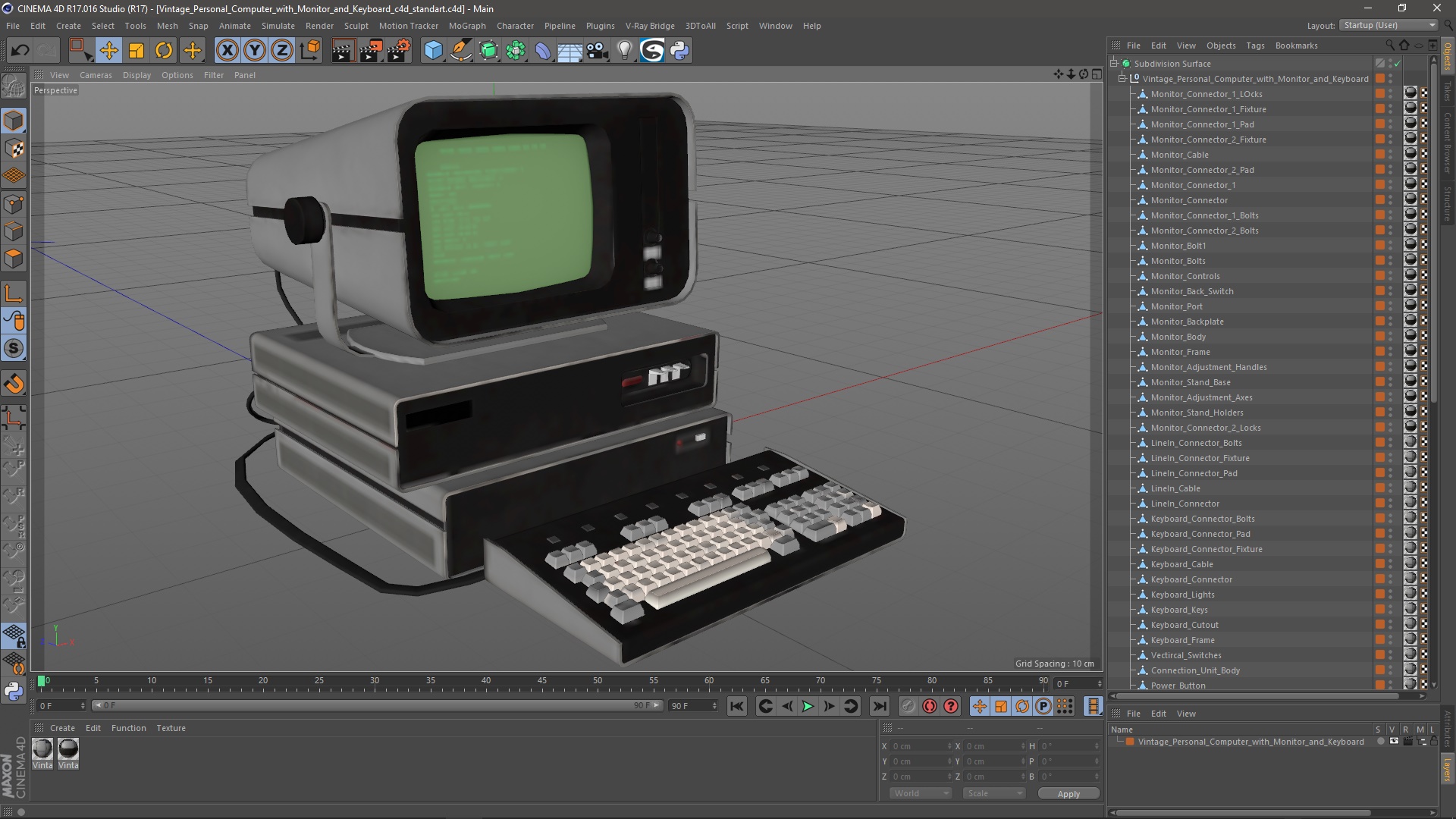 3D Vintage Personal Computer with Monitor and Keyboard