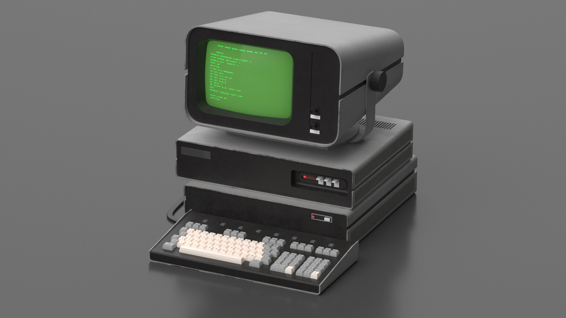 3D Vintage Personal Computer with Monitor and Keyboard