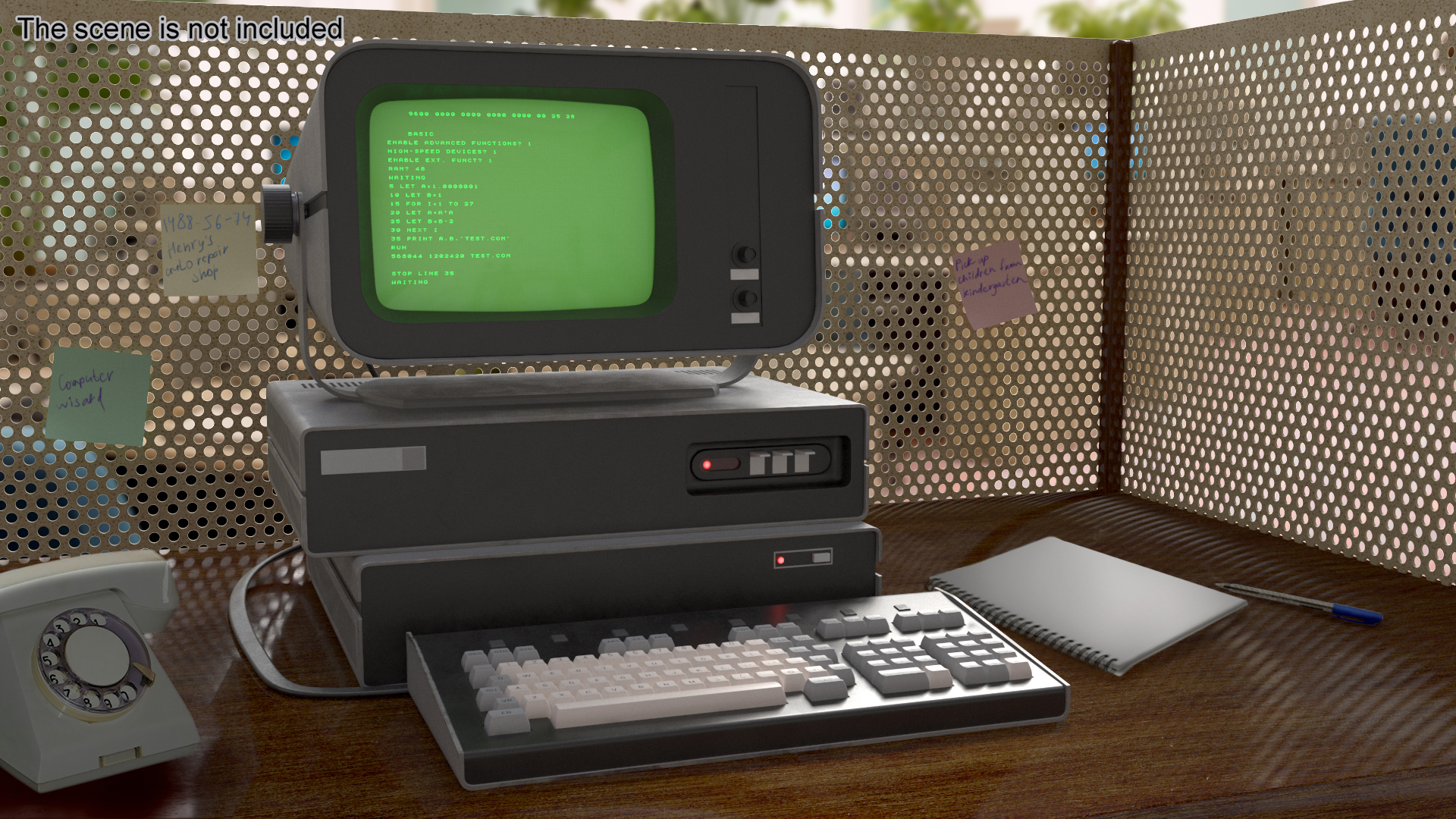 3D Vintage Personal Computer with Monitor and Keyboard