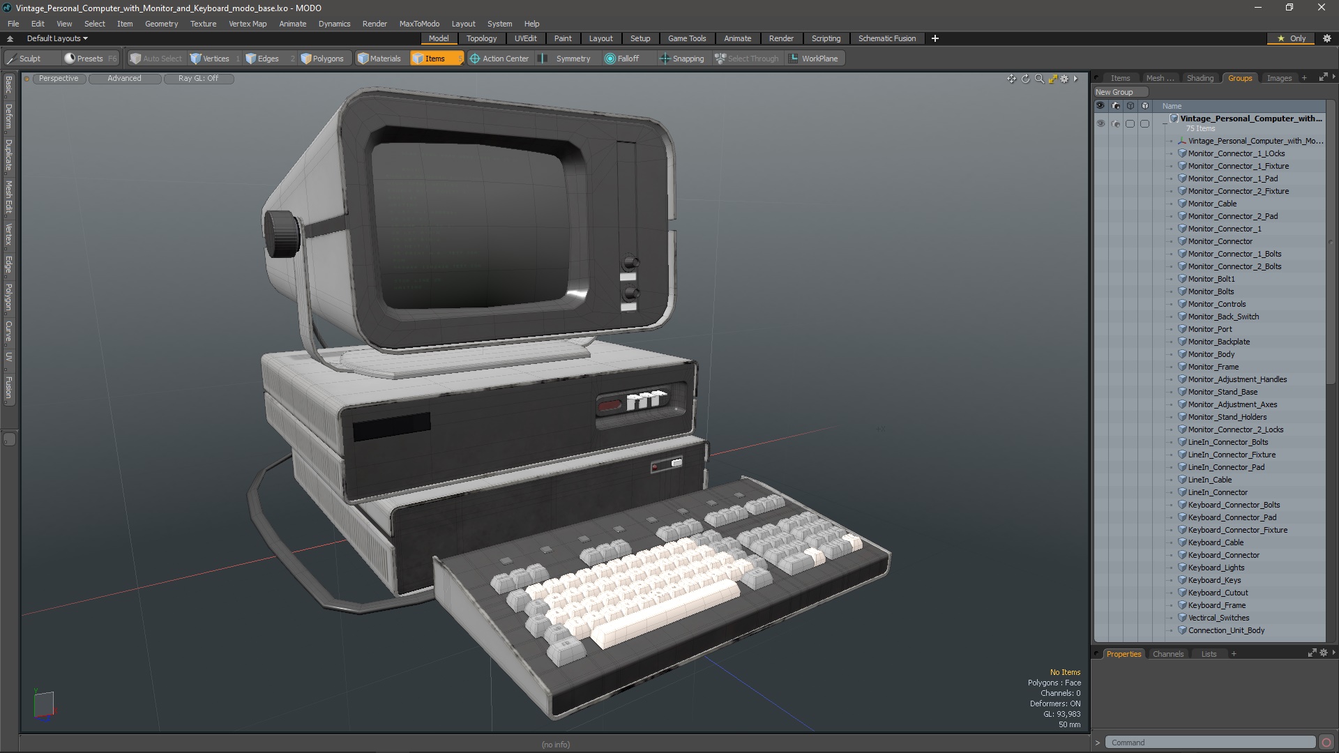 3D Vintage Personal Computer with Monitor and Keyboard