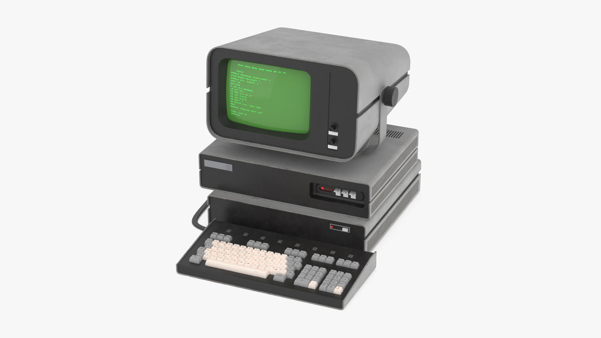 3D Vintage Personal Computer with Monitor and Keyboard