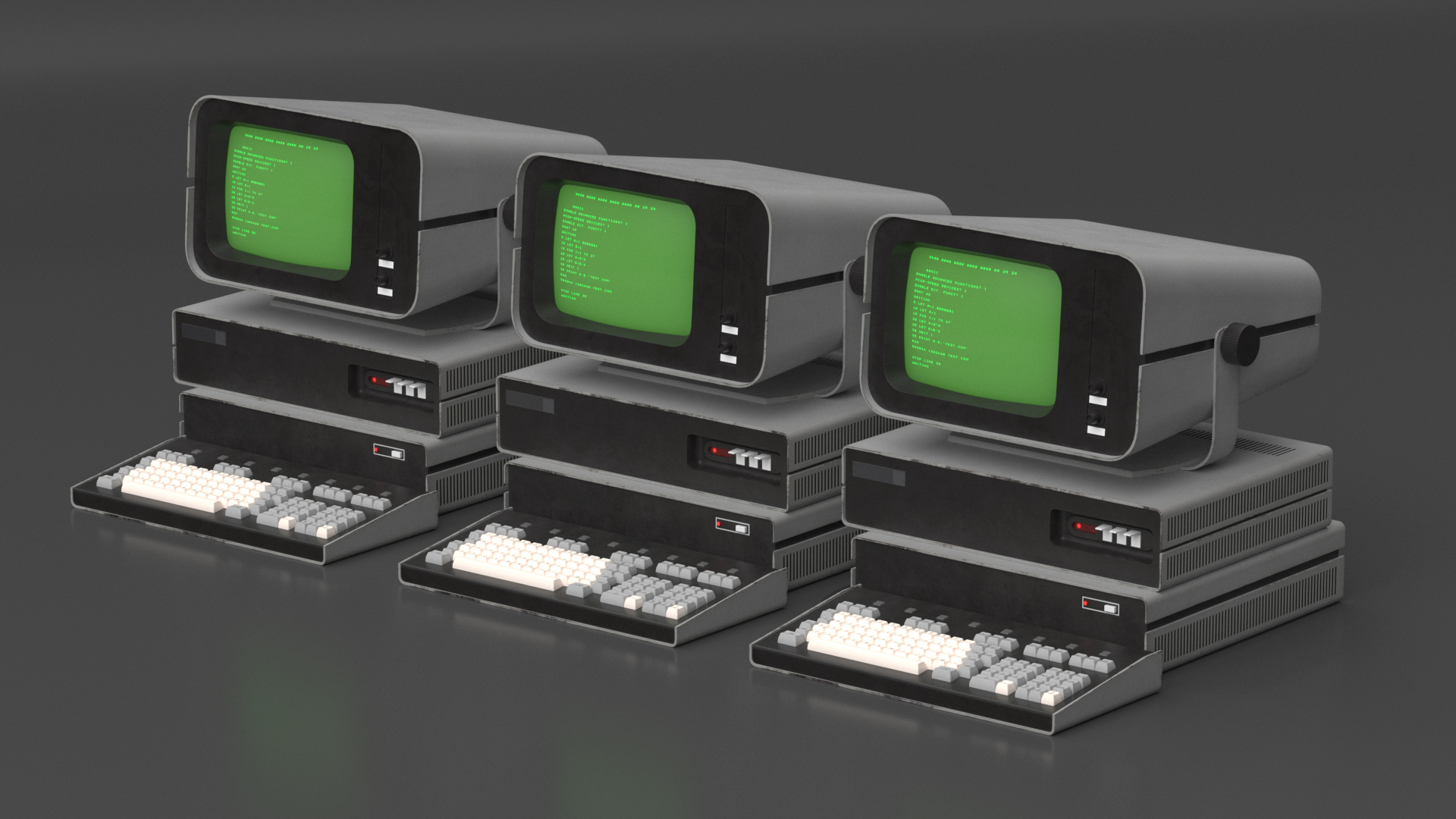 3D Vintage Personal Computer with Monitor and Keyboard
