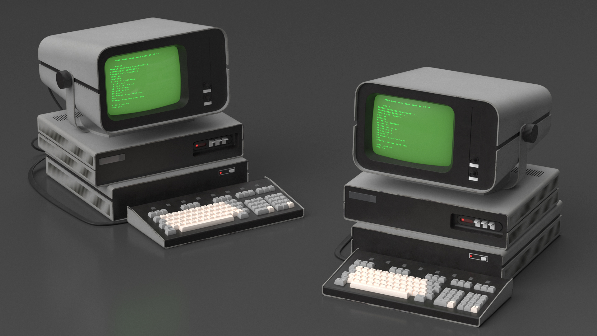 3D Vintage Personal Computer with Monitor and Keyboard