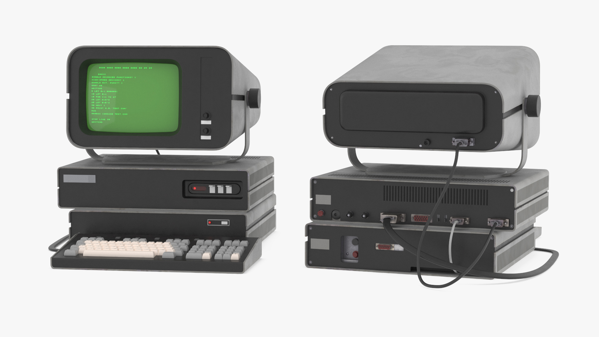 3D Vintage Personal Computer with Monitor and Keyboard