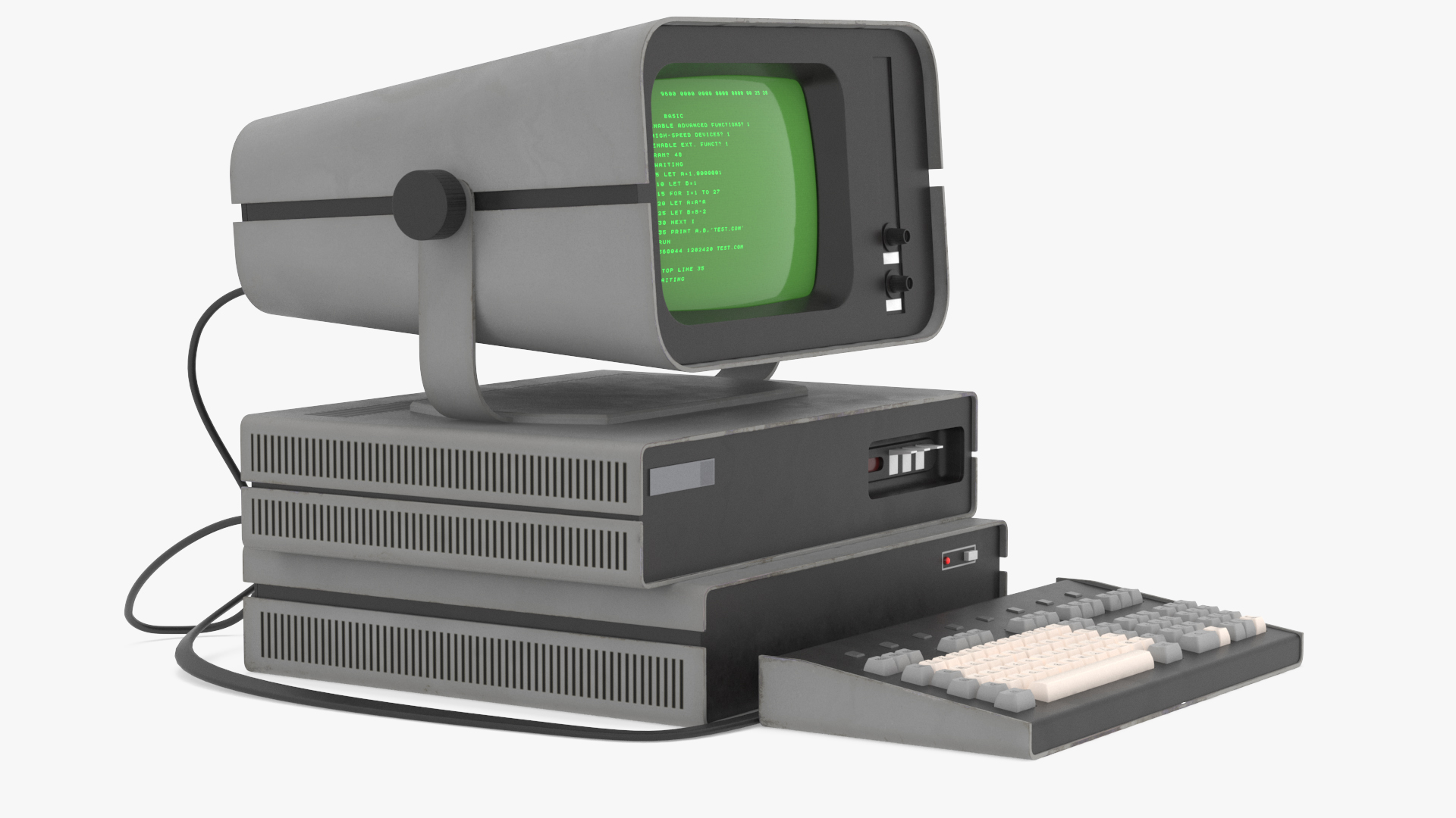 3D Vintage Personal Computer with Monitor and Keyboard