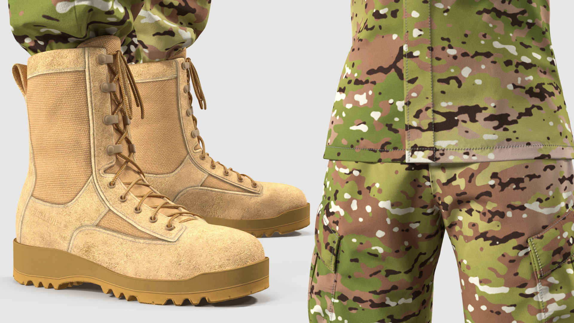 African American Female Soldier Camouflage 3D