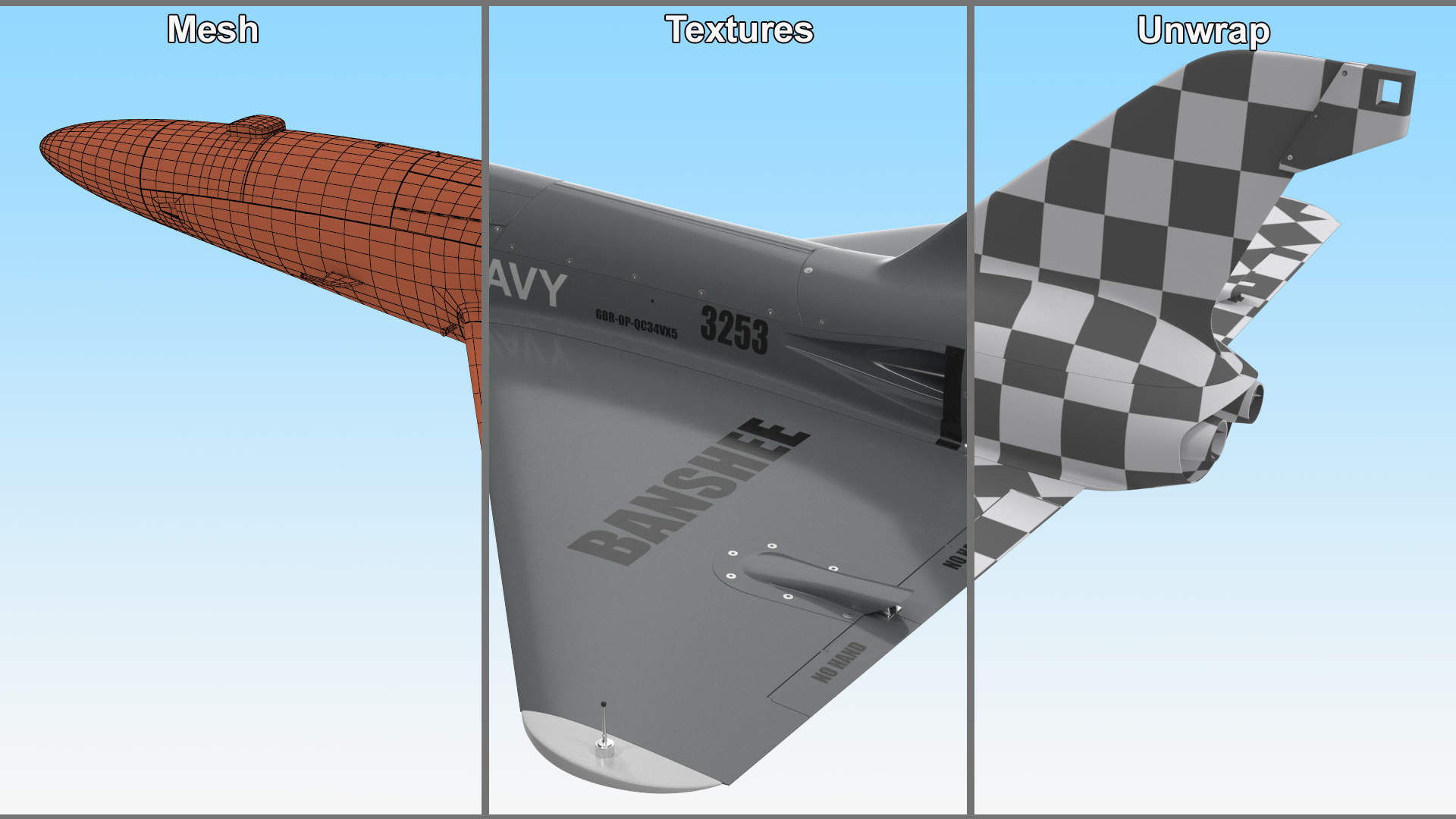 3D Banshee Jet 80 Attack Drone Light model