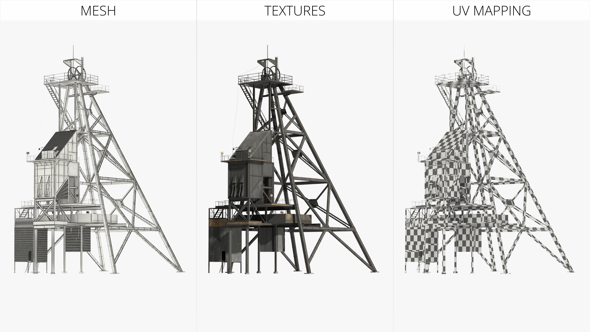Mining Shaft Headframe Tower Black - view 8