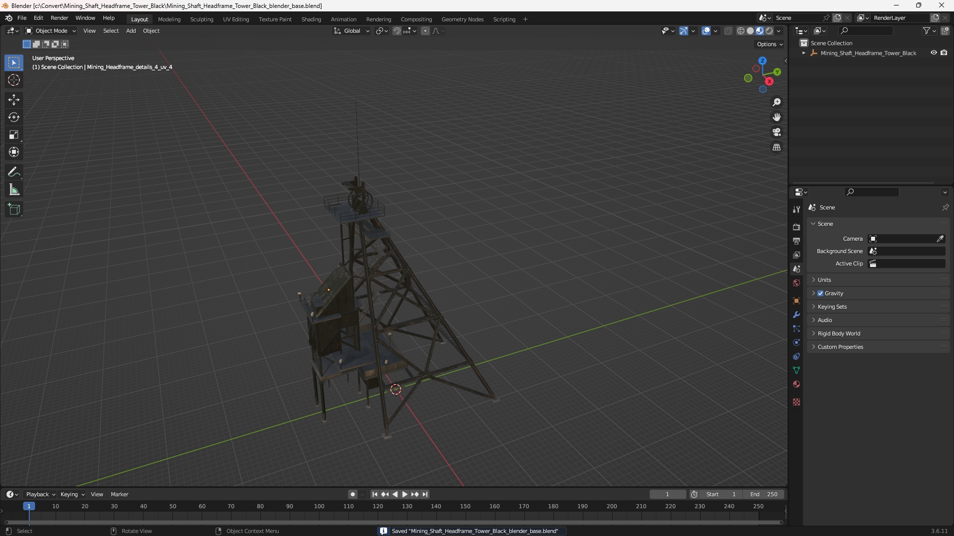 Mining Shaft Headframe Tower Black - view 10
