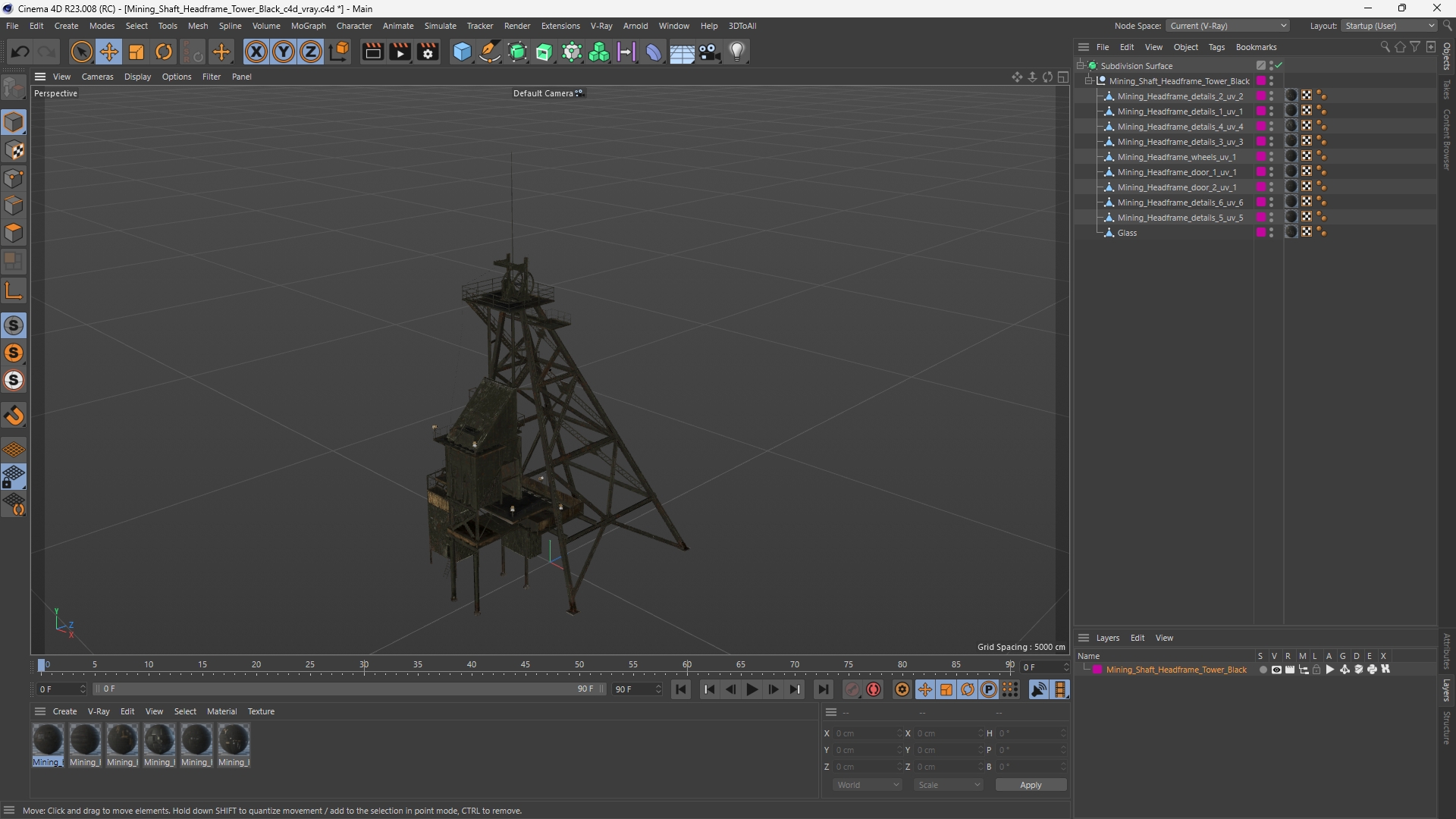 Mining Shaft Headframe Tower Black - view 12