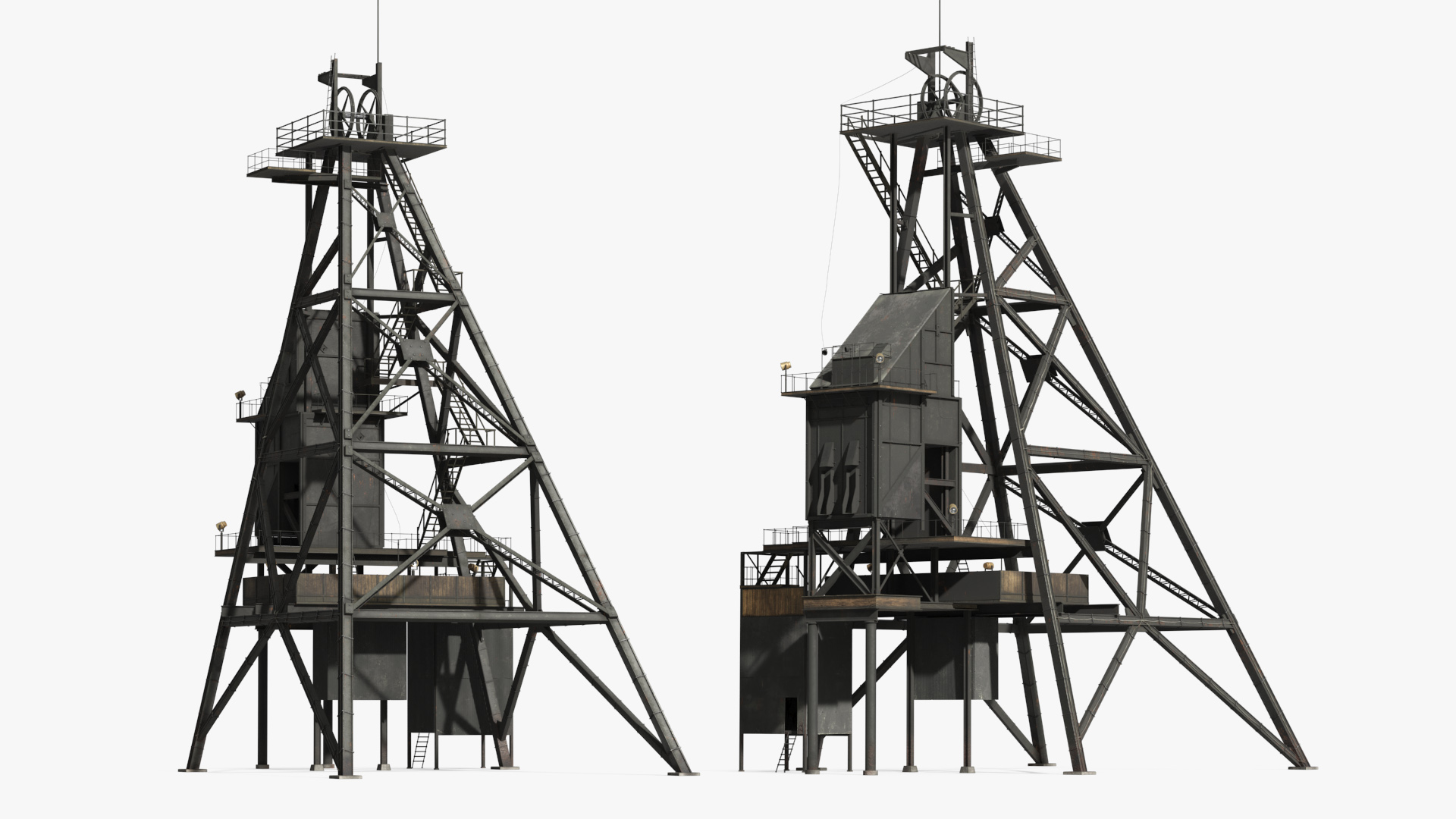 Mining Shaft Headframe Tower Black - view 2