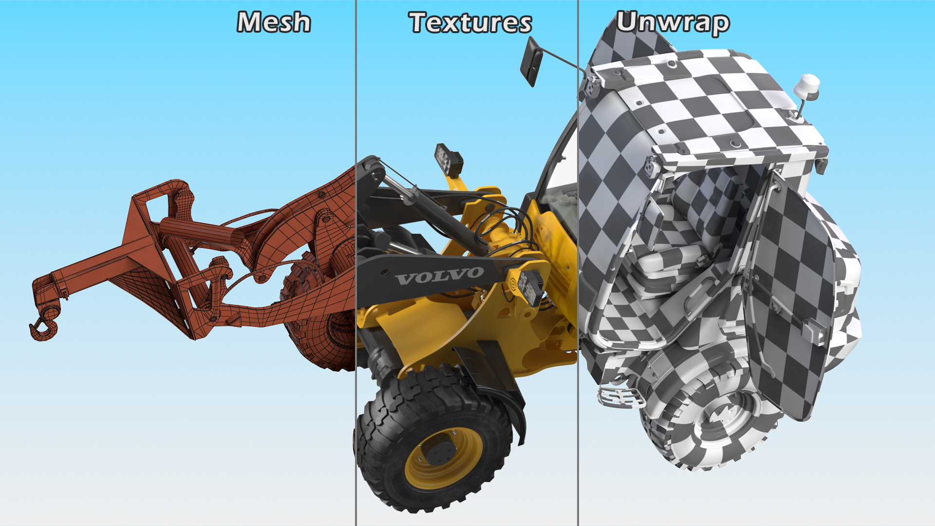 Volvo L25 Electric Loader with Material Handling Arm Rigged 3D model