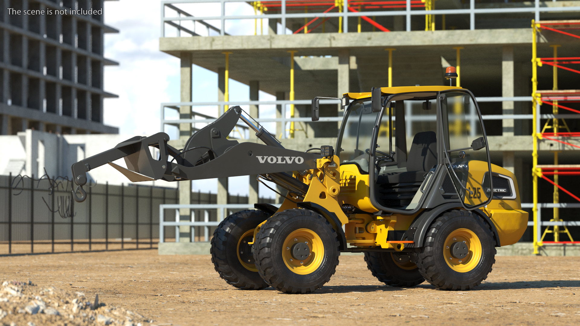 Volvo L25 Electric Loader with Material Handling Arm Rigged 3D model