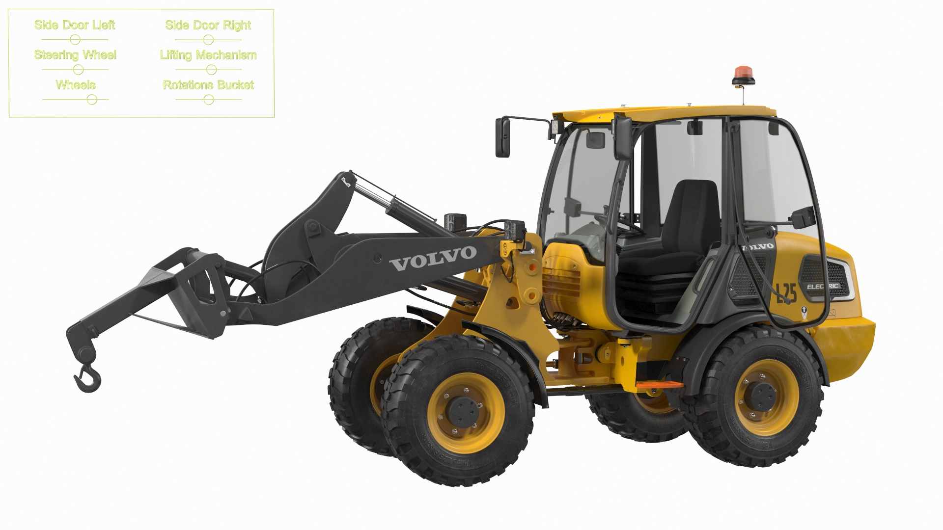Volvo L25 Electric Loader with Material Handling Arm Rigged 3D model