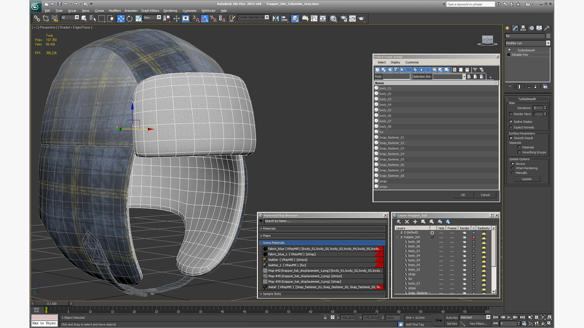 3D model Trapper Hat Columbia