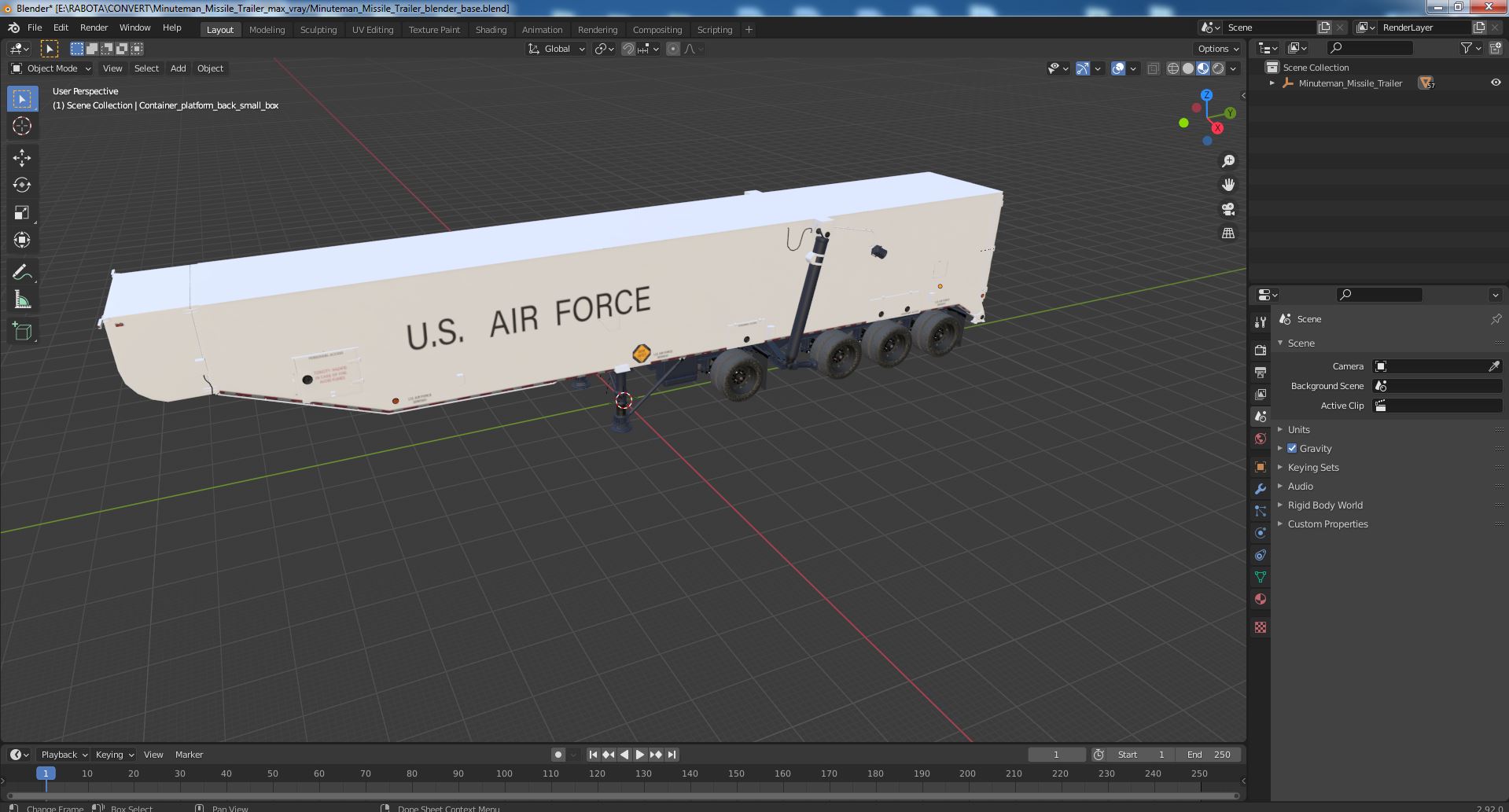 3D model Minuteman Missile Trailer