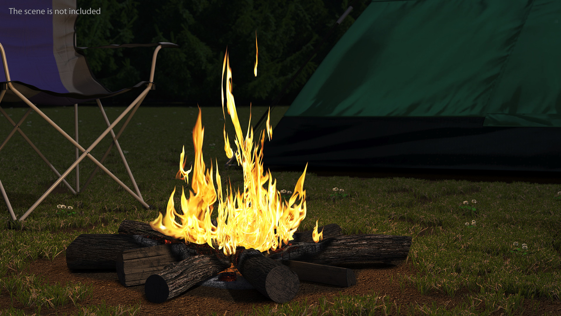 3D Campfire with Burning Logs
