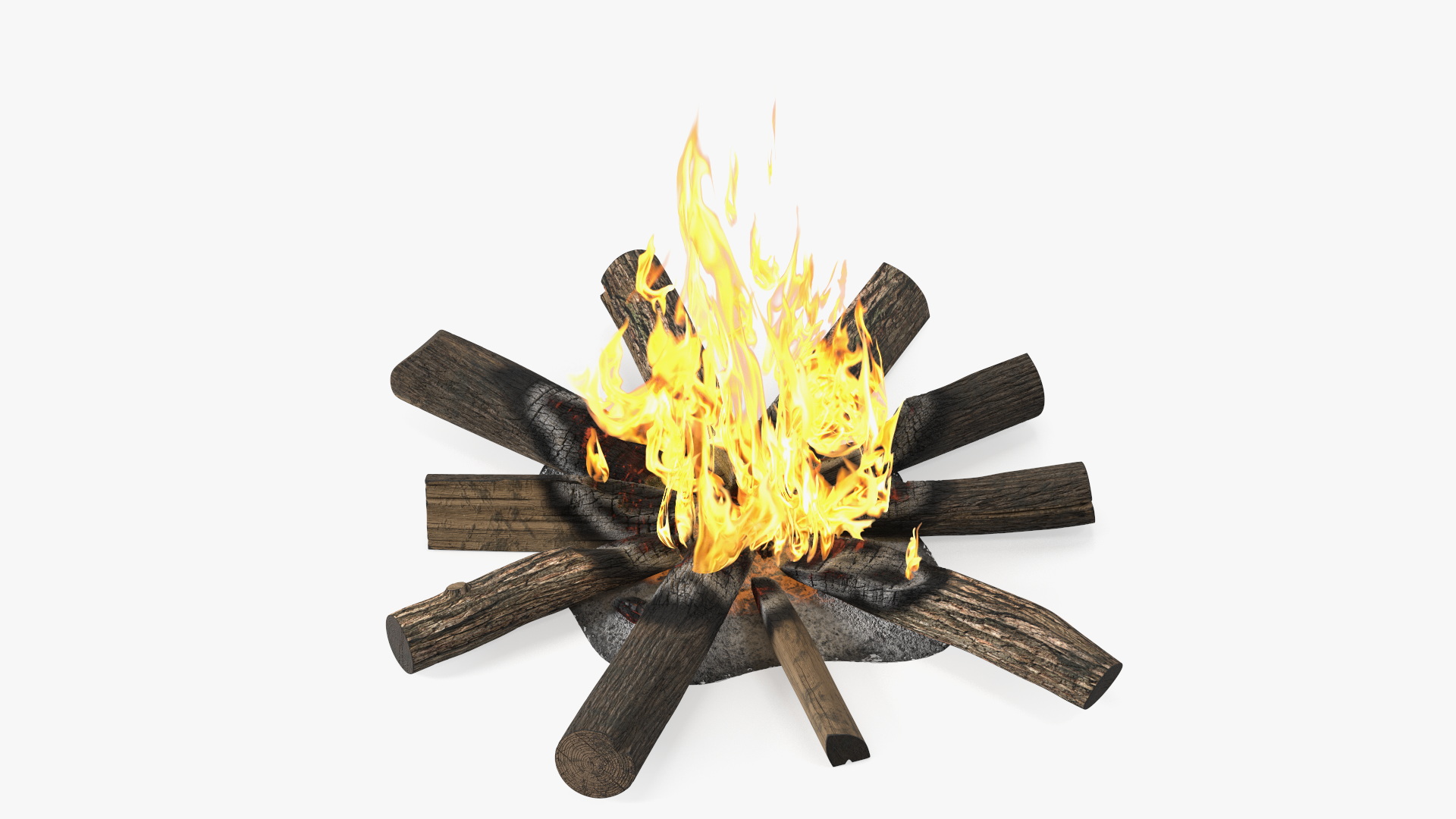 3D Campfire with Burning Logs