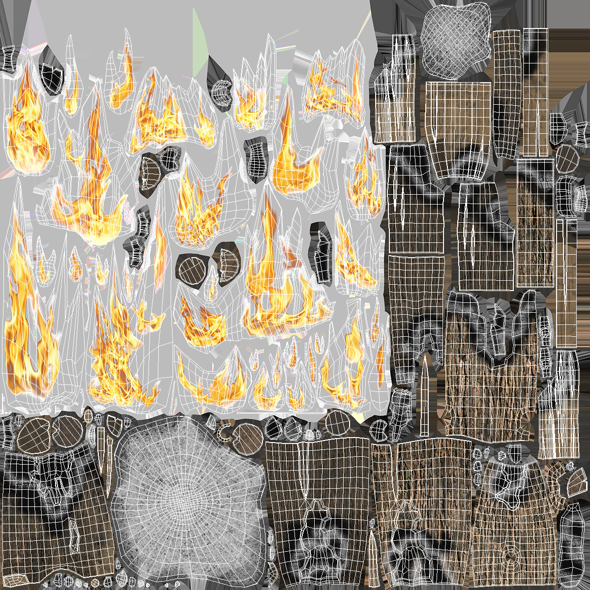 3D Campfire with Burning Logs