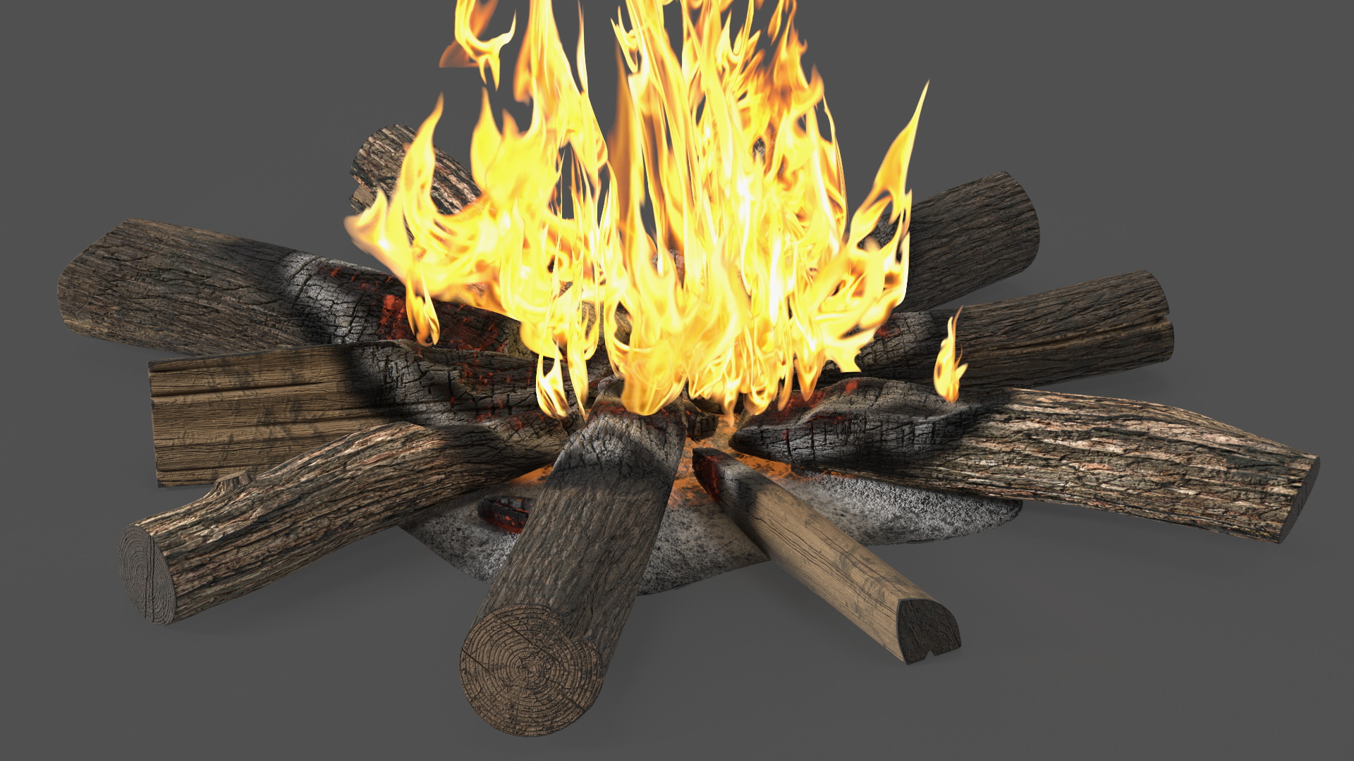 3D Campfire with Burning Logs