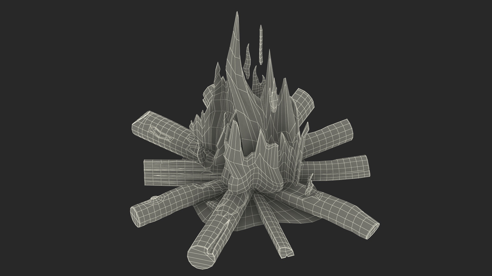 3D Campfire with Burning Logs