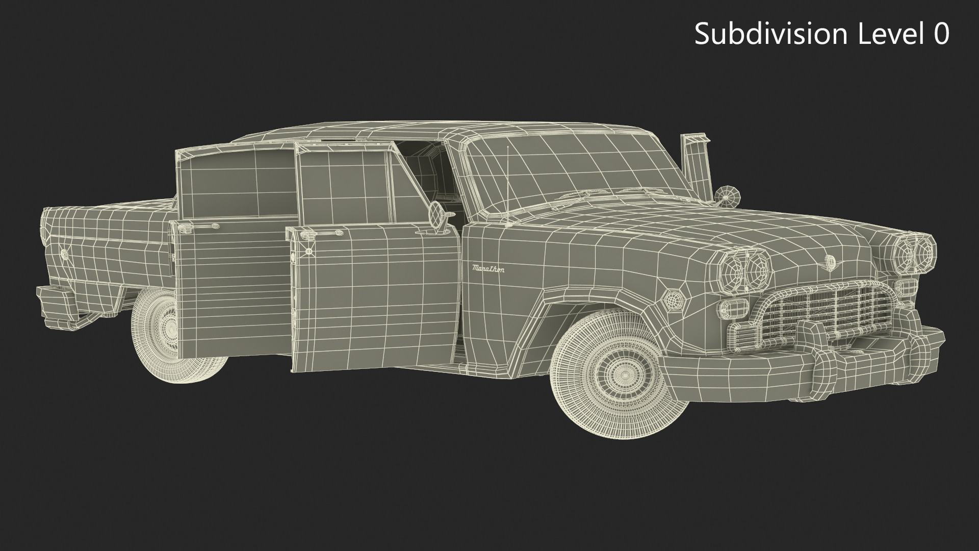 3D model Vintage Checker Marathon Taxi Rigged for Cinema 4D