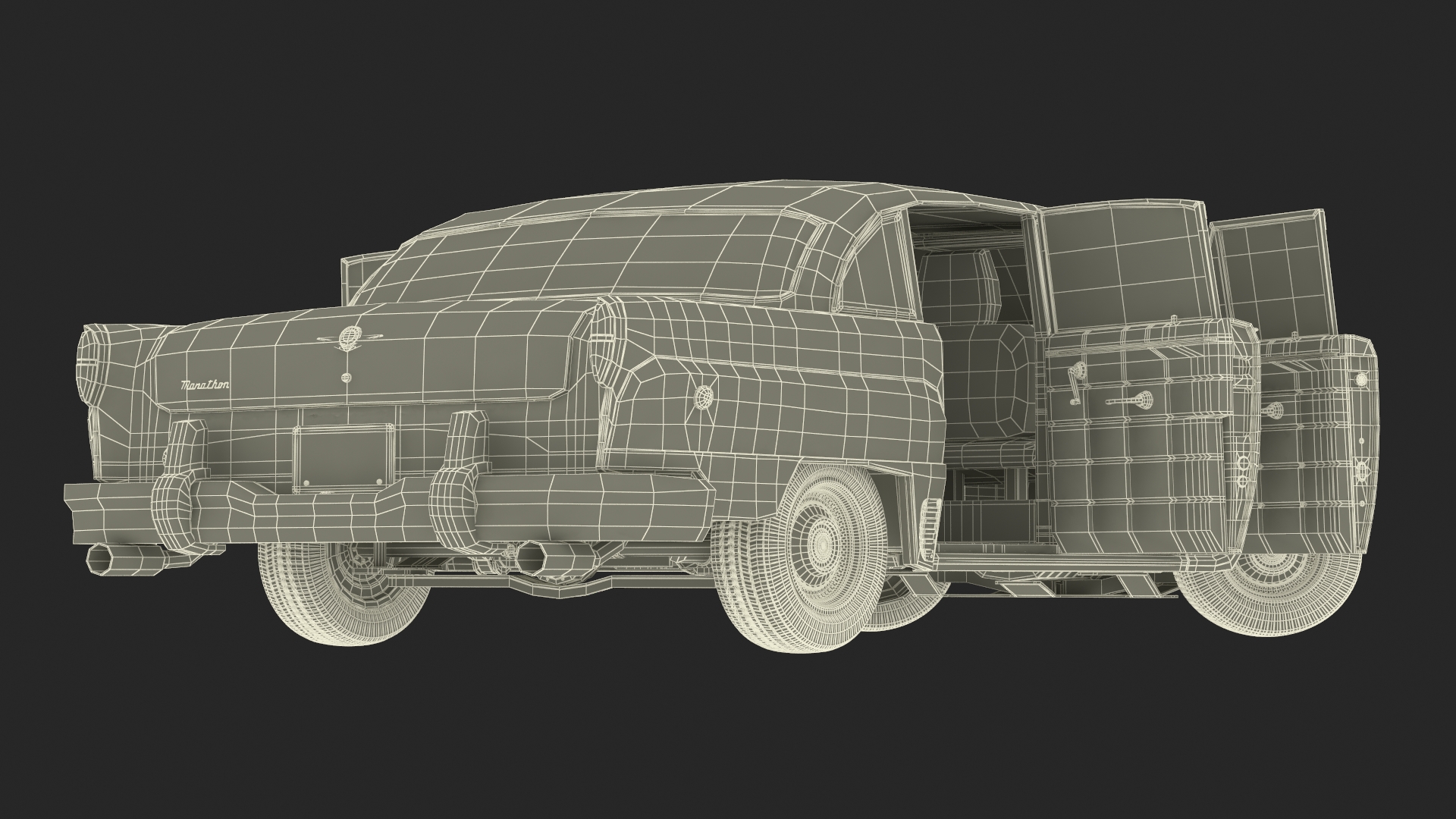 3D model Vintage Checker Marathon Taxi Rigged for Cinema 4D
