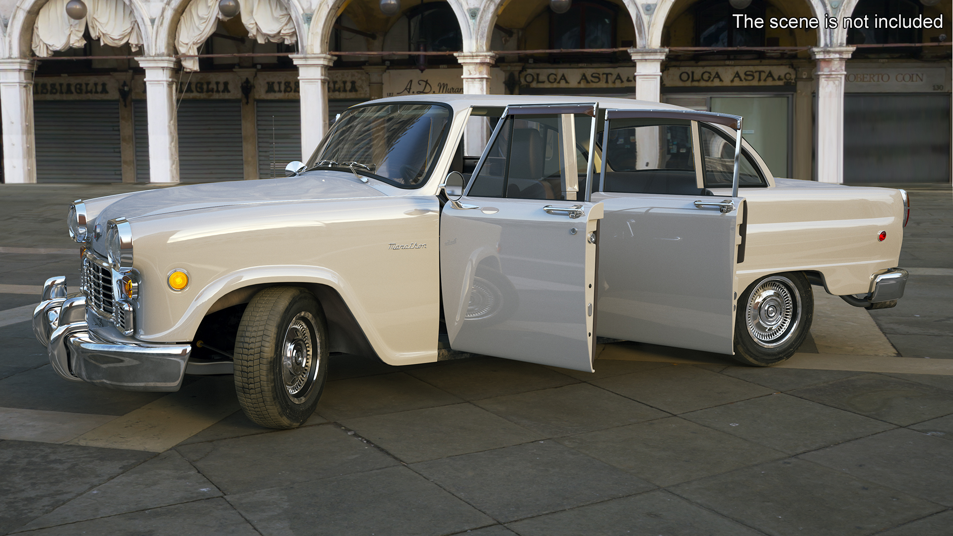 3D model Vintage Checker Marathon Taxi Rigged for Cinema 4D