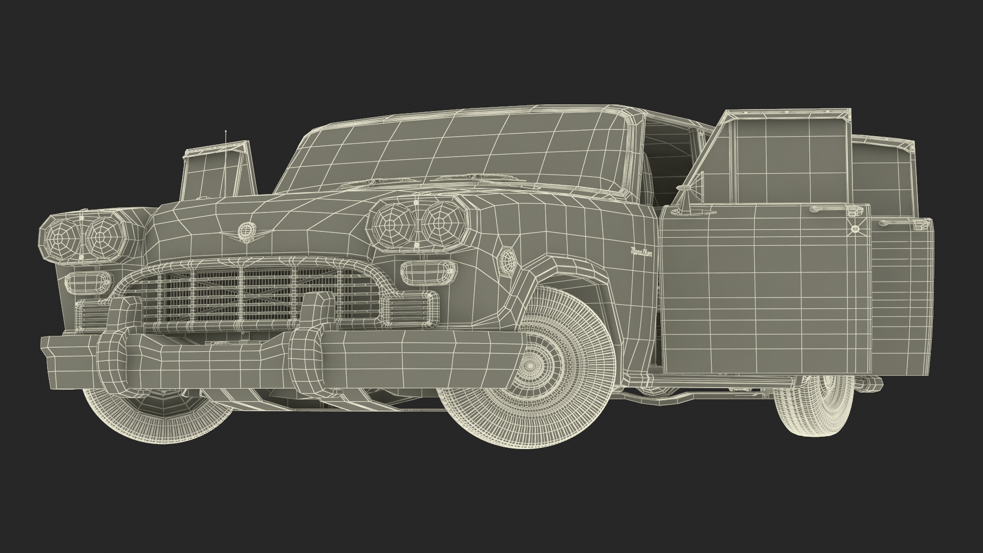 3D model Vintage Checker Marathon Taxi Rigged for Cinema 4D