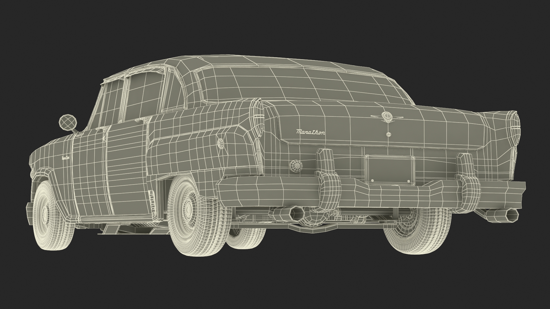 3D model Vintage Checker Marathon Taxi Rigged for Cinema 4D