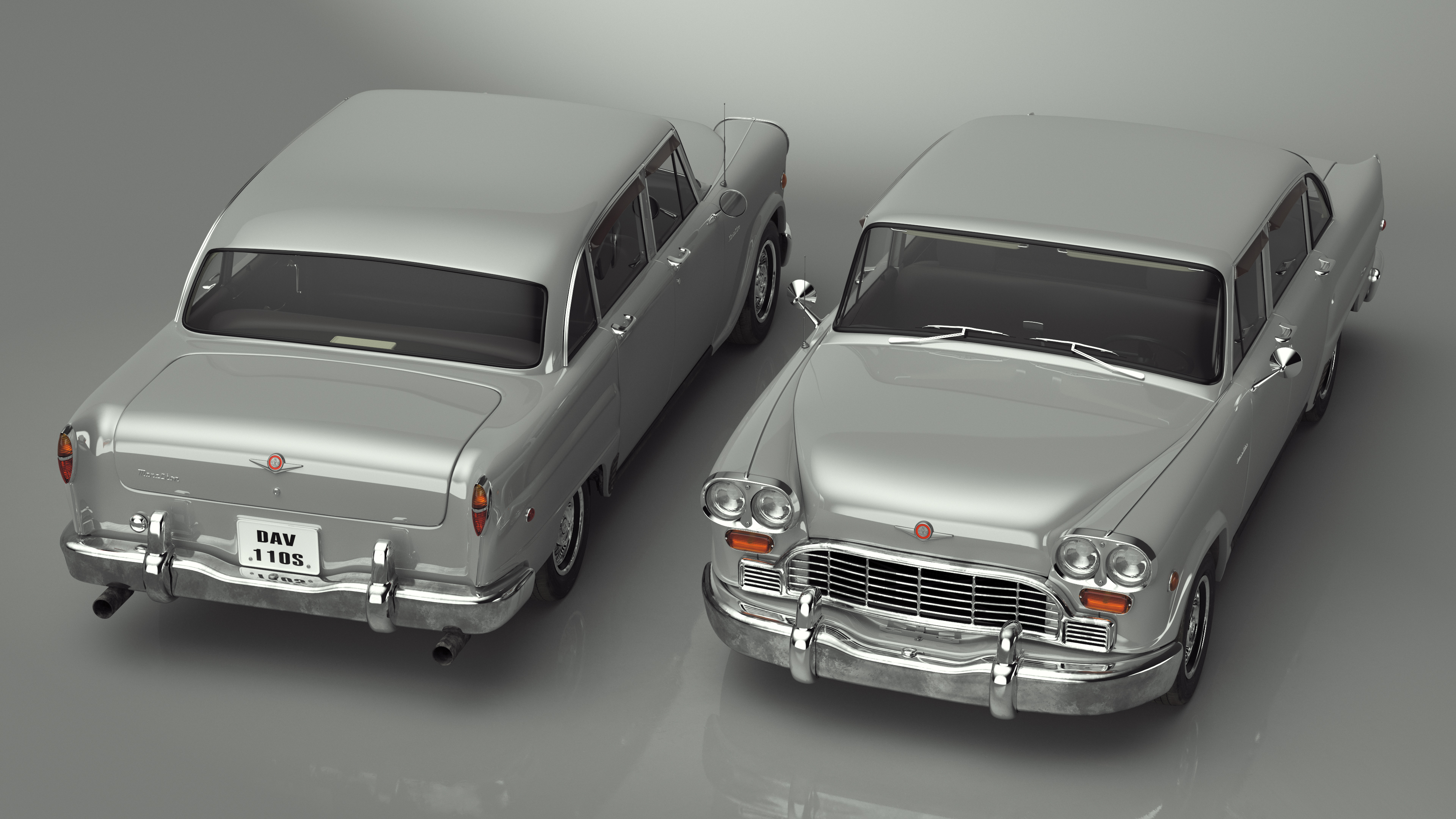 3D model Vintage Checker Marathon Taxi Rigged for Cinema 4D