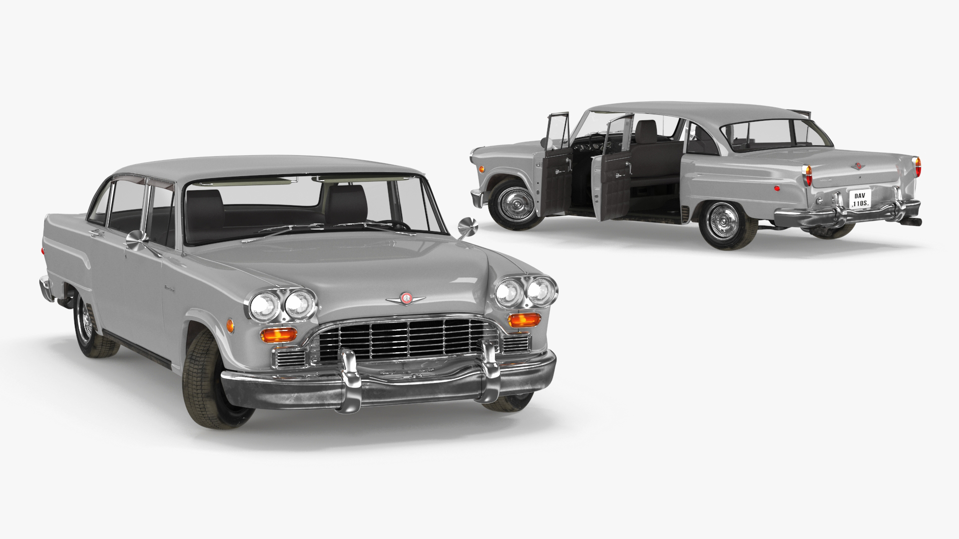 3D model Vintage Checker Marathon Taxi Rigged for Cinema 4D