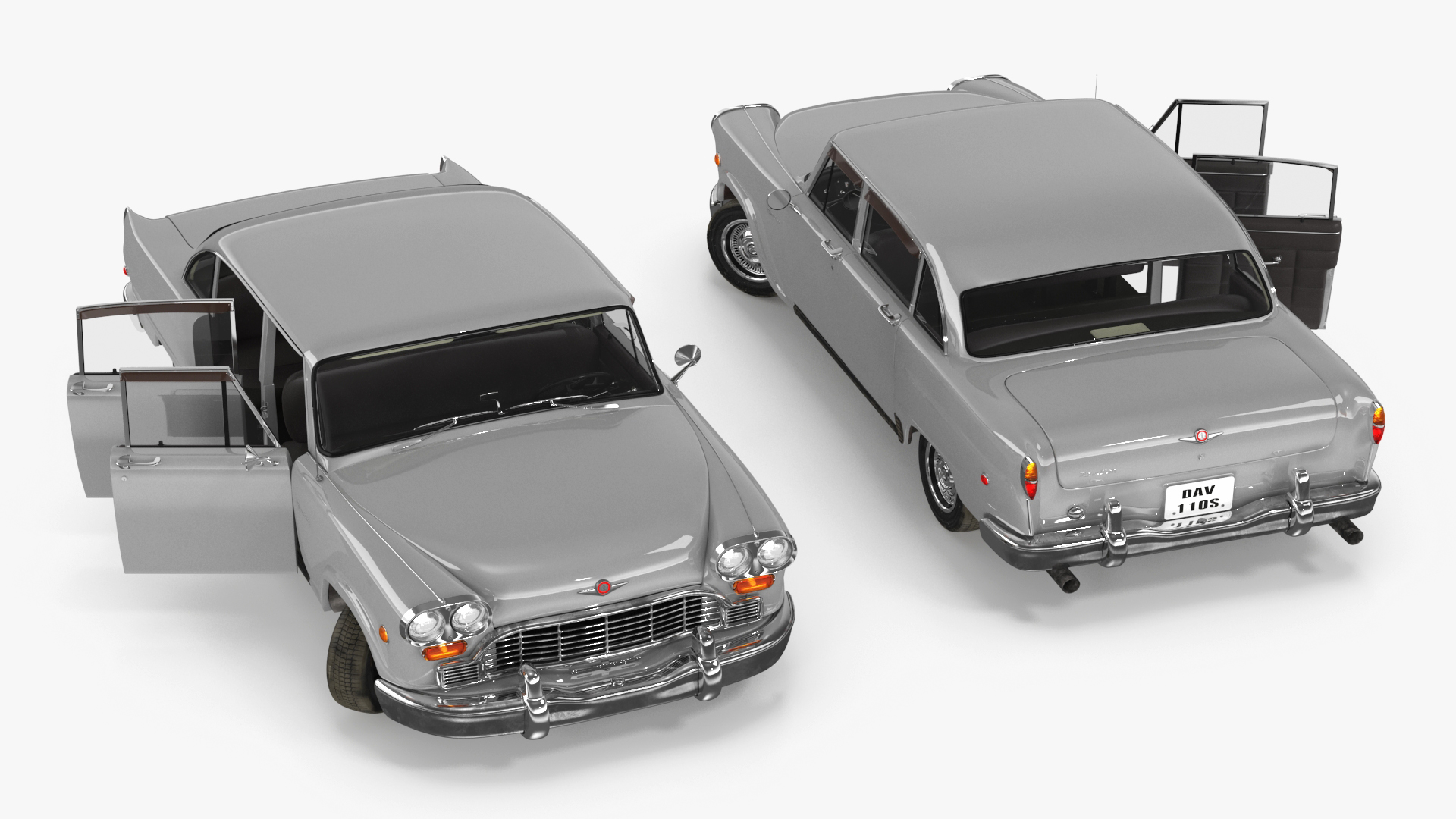 3D model Vintage Checker Marathon Taxi Rigged for Cinema 4D