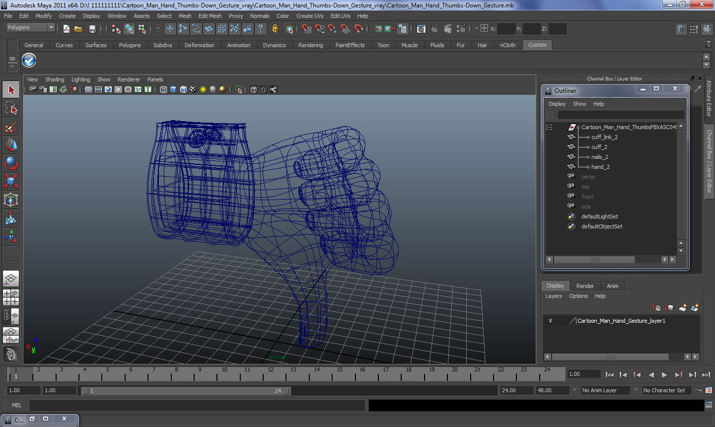 3D Cartoon Man Hand Thumbs-Down Gesture