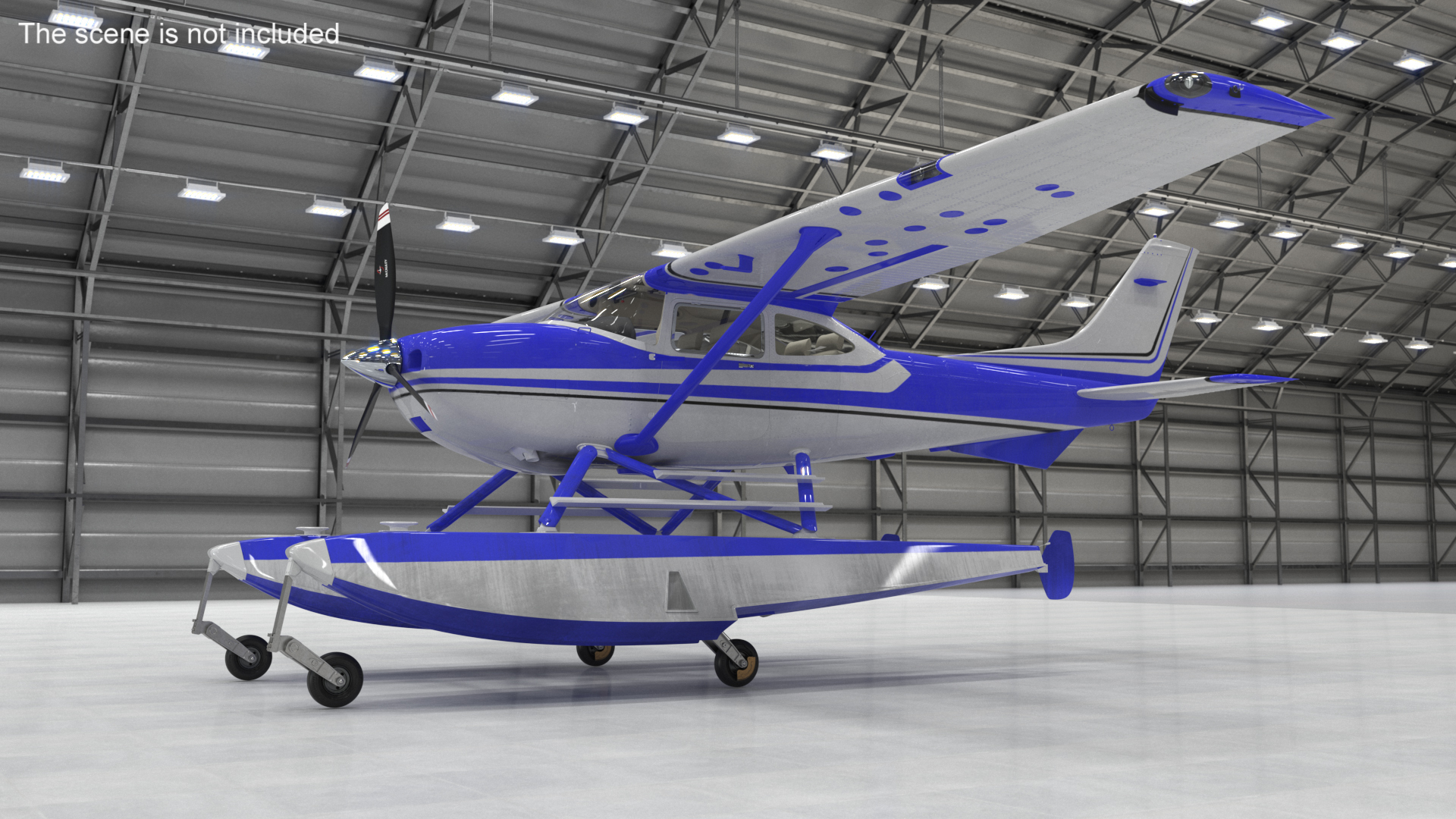 Cessna 182 Skylane Seaplane Blue 3D