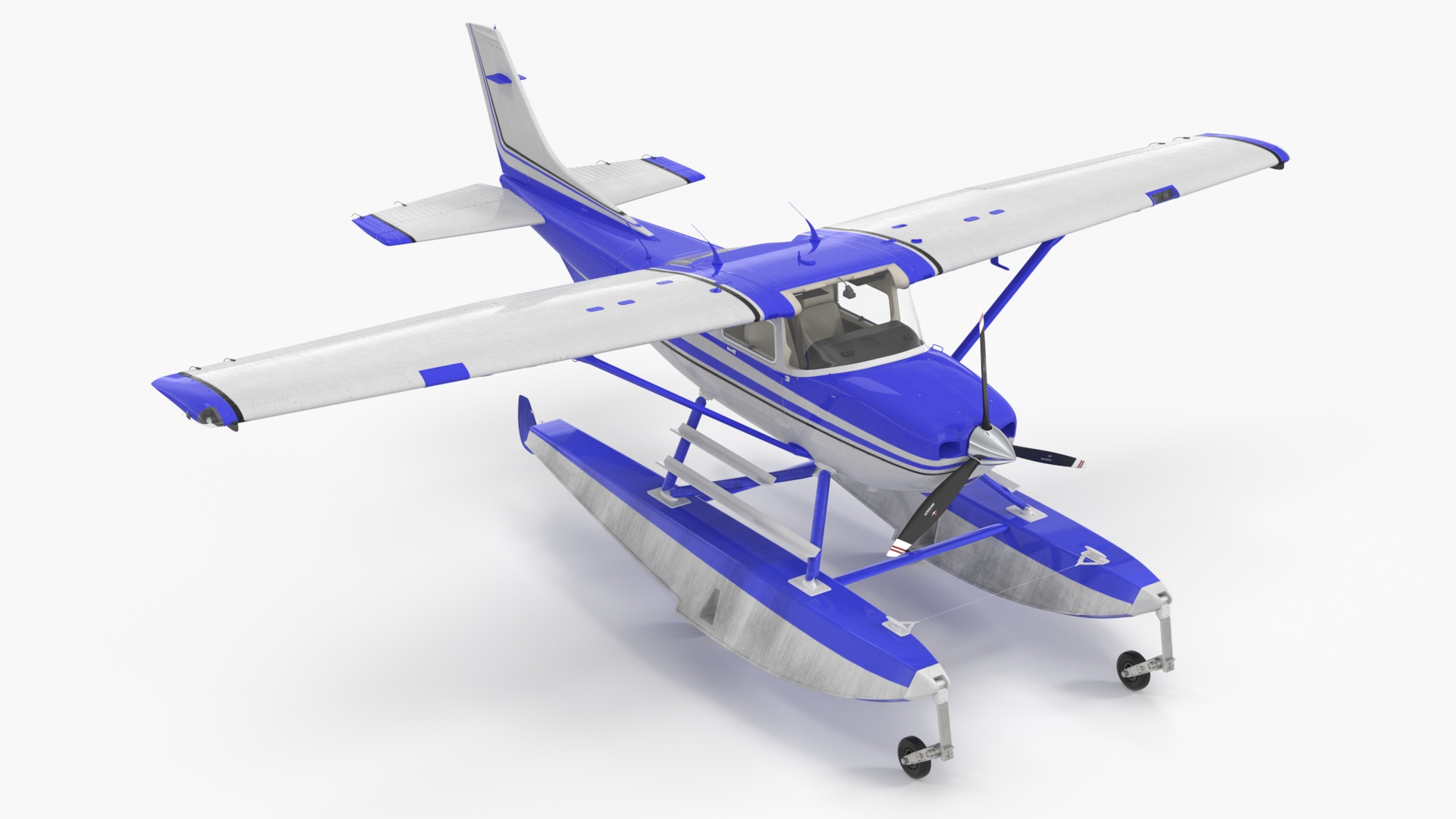 Cessna 182 Skylane Seaplane Blue 3D