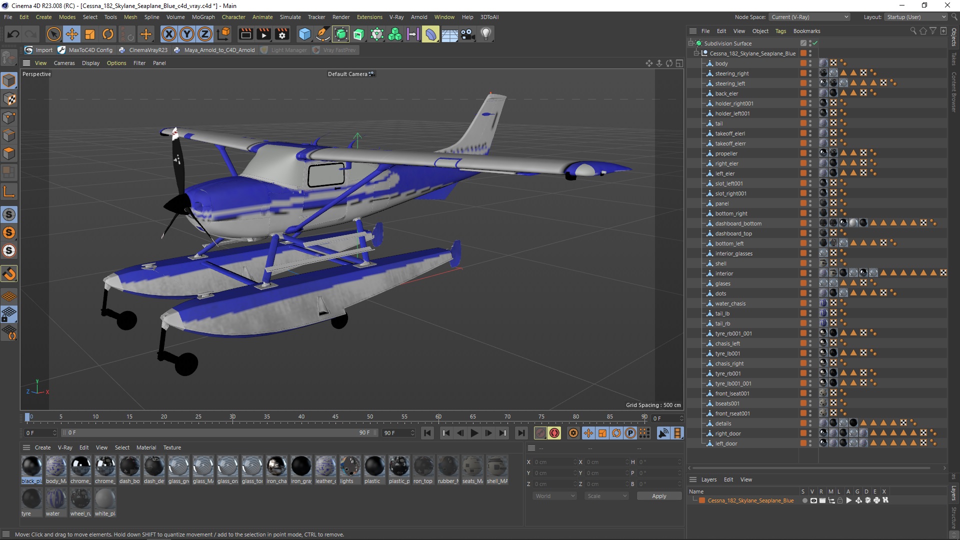 Cessna 182 Skylane Seaplane Blue 3D
