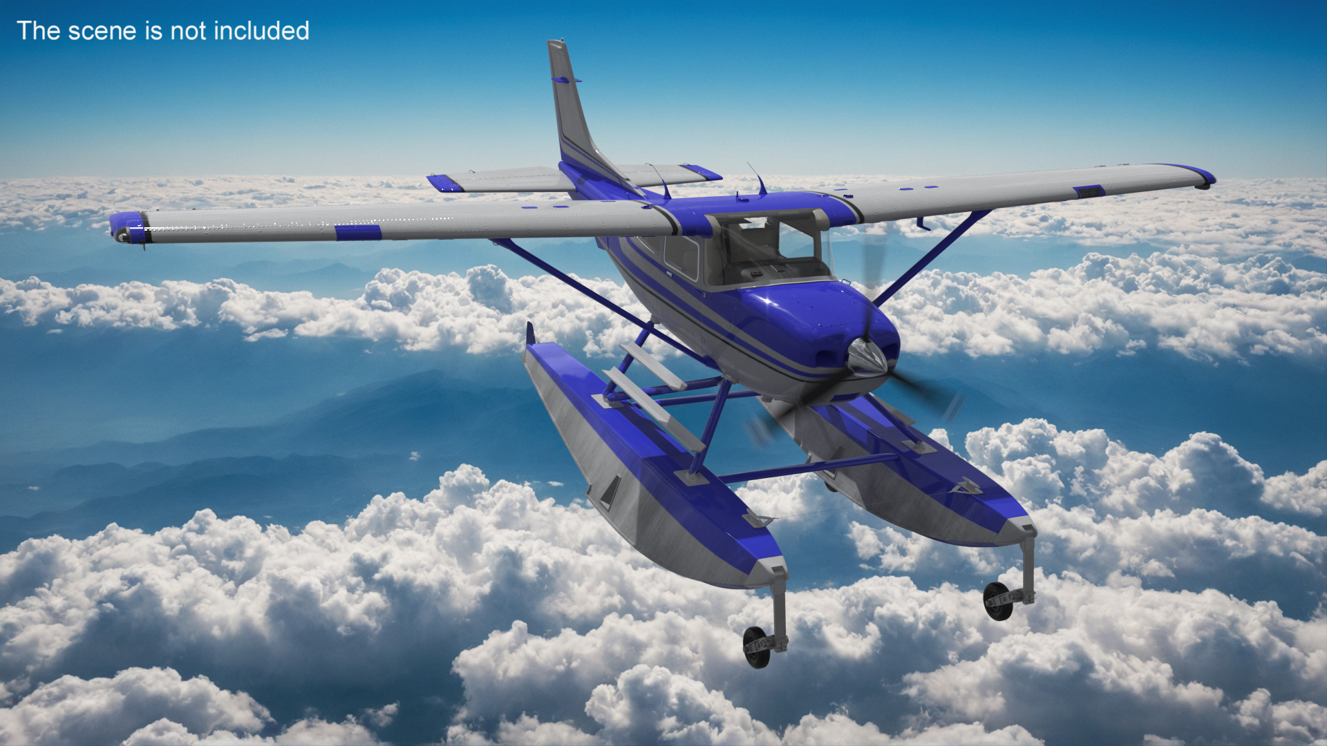 Cessna 182 Skylane Seaplane Blue 3D