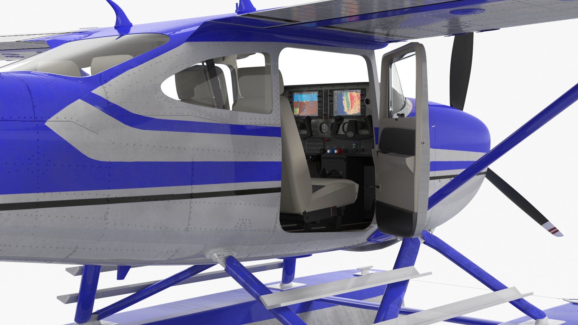 Cessna 182 Skylane Seaplane Blue 3D