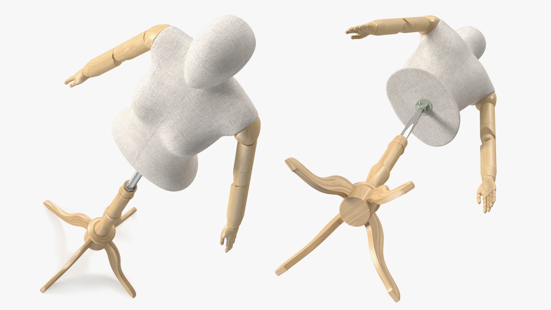 3D model Female Flexible Half Body Mannequin Torso with Wooden Base Rigged