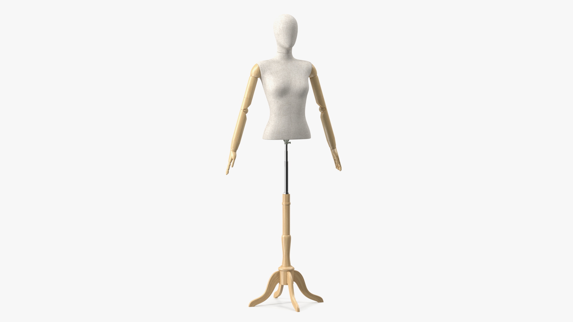 3D model Female Flexible Half Body Mannequin Torso with Wooden Base Rigged