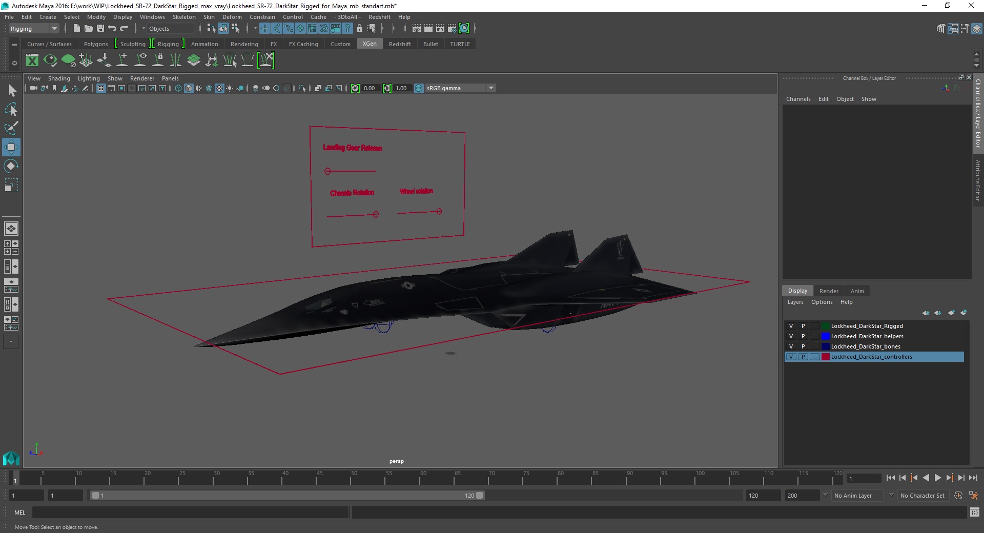 Lockheed SR-72 DarkStar Rigged for Maya 3D model