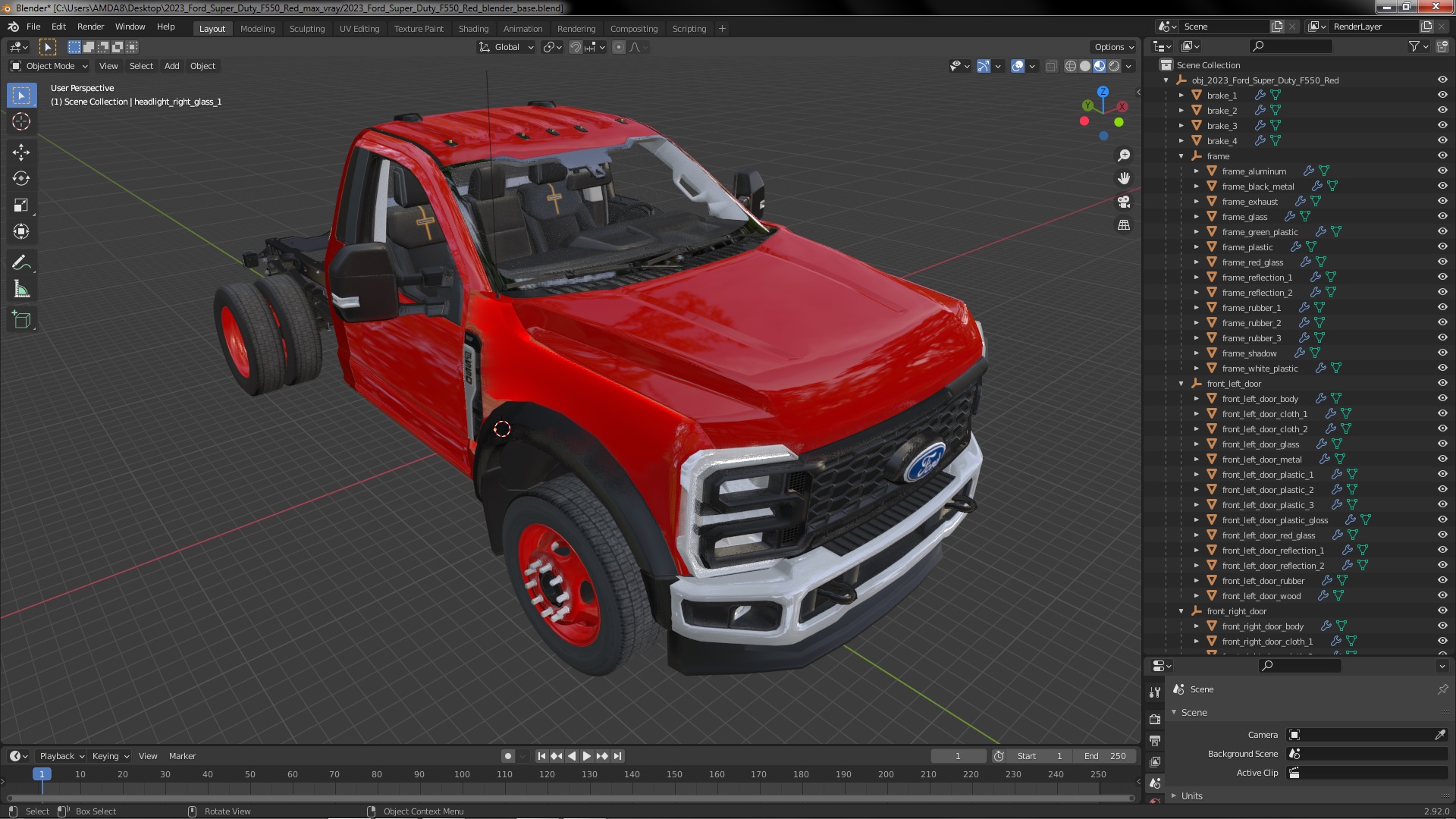 2023 Ford Super Duty F550 Red 3D model