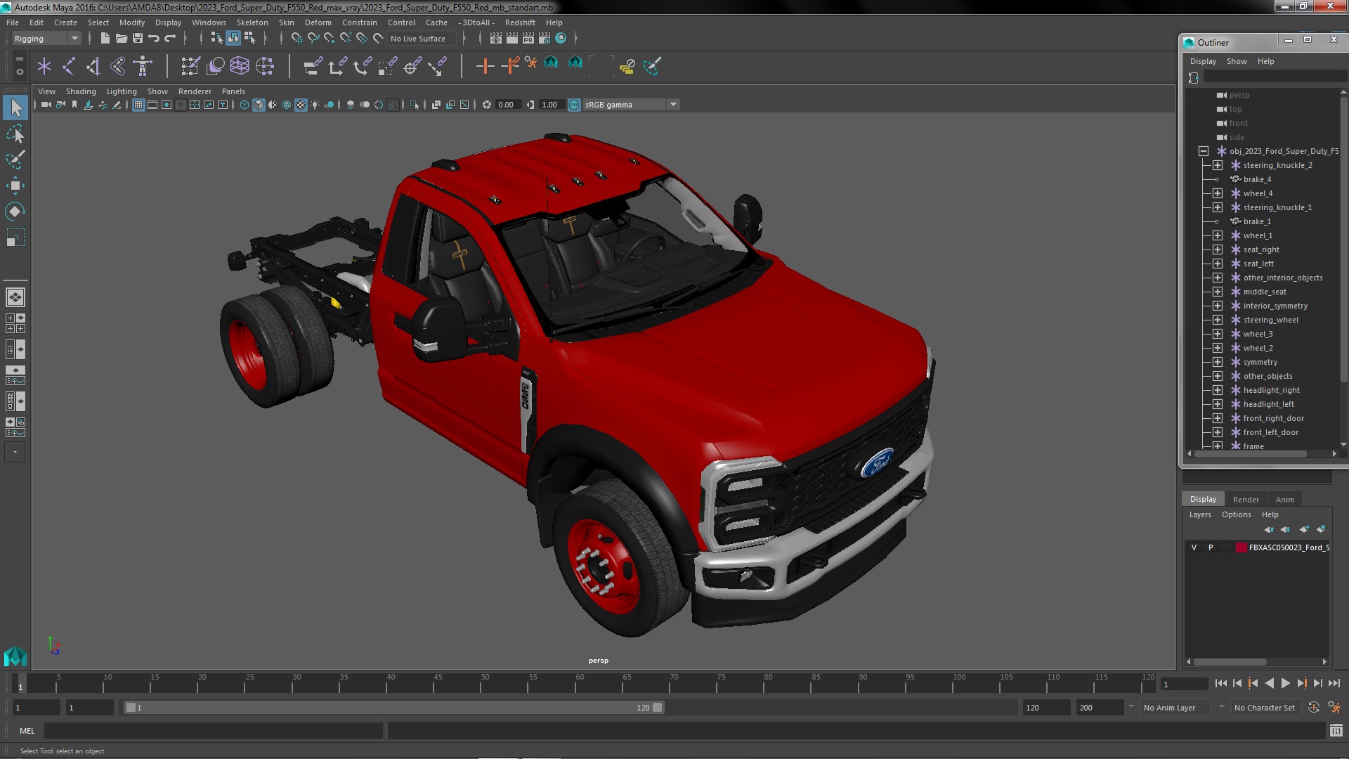 2023 Ford Super Duty F550 Red 3D model