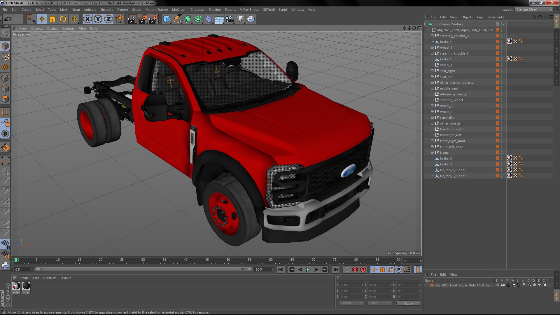 2023 Ford Super Duty F550 Red 3D model
