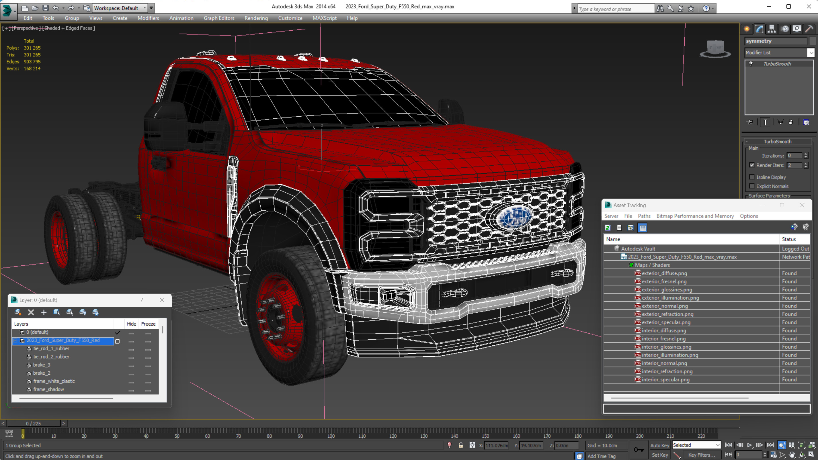 2023 Ford Super Duty F550 Red 3D model