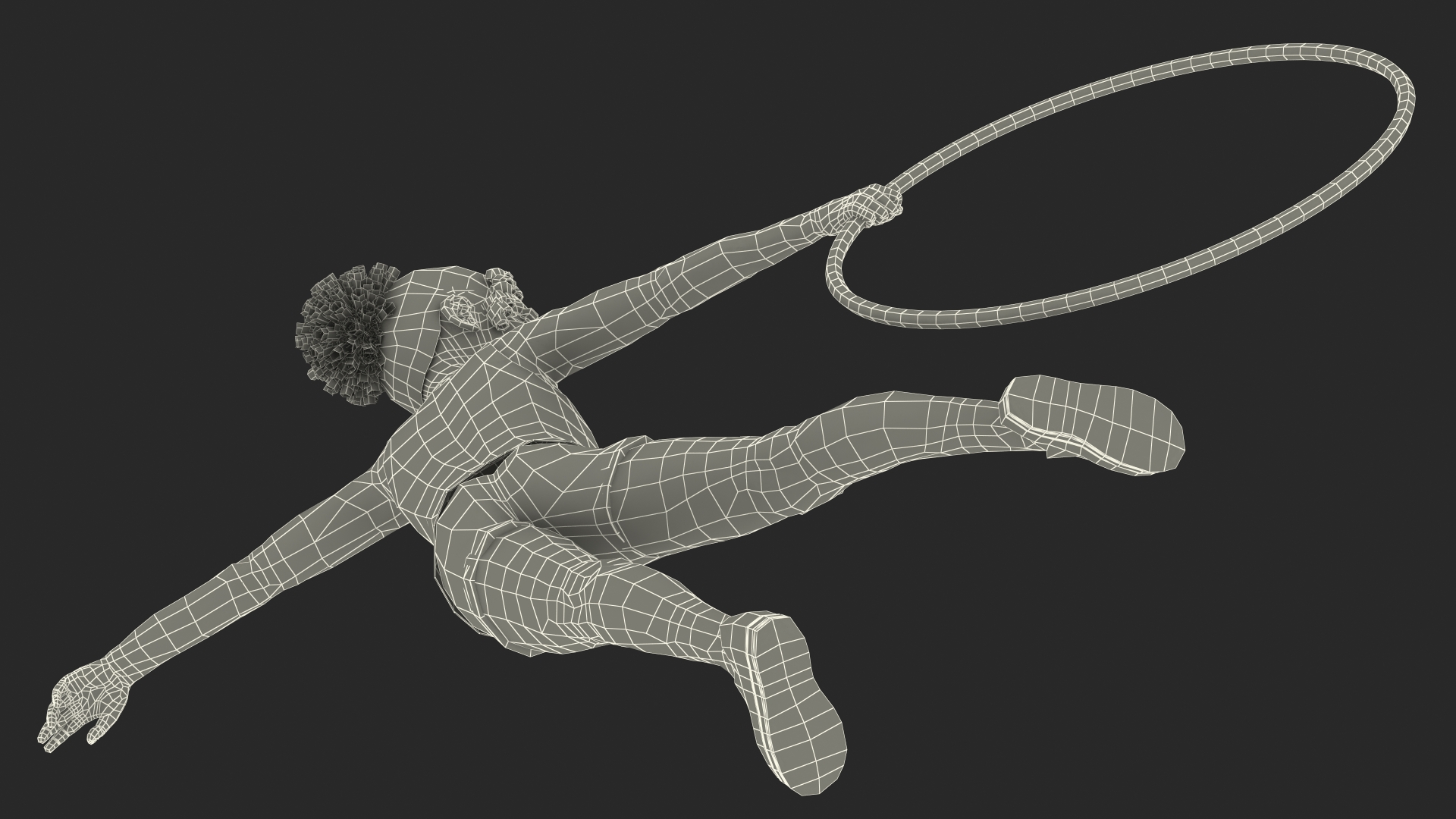 3D Black Child Girl With Hoop Pose