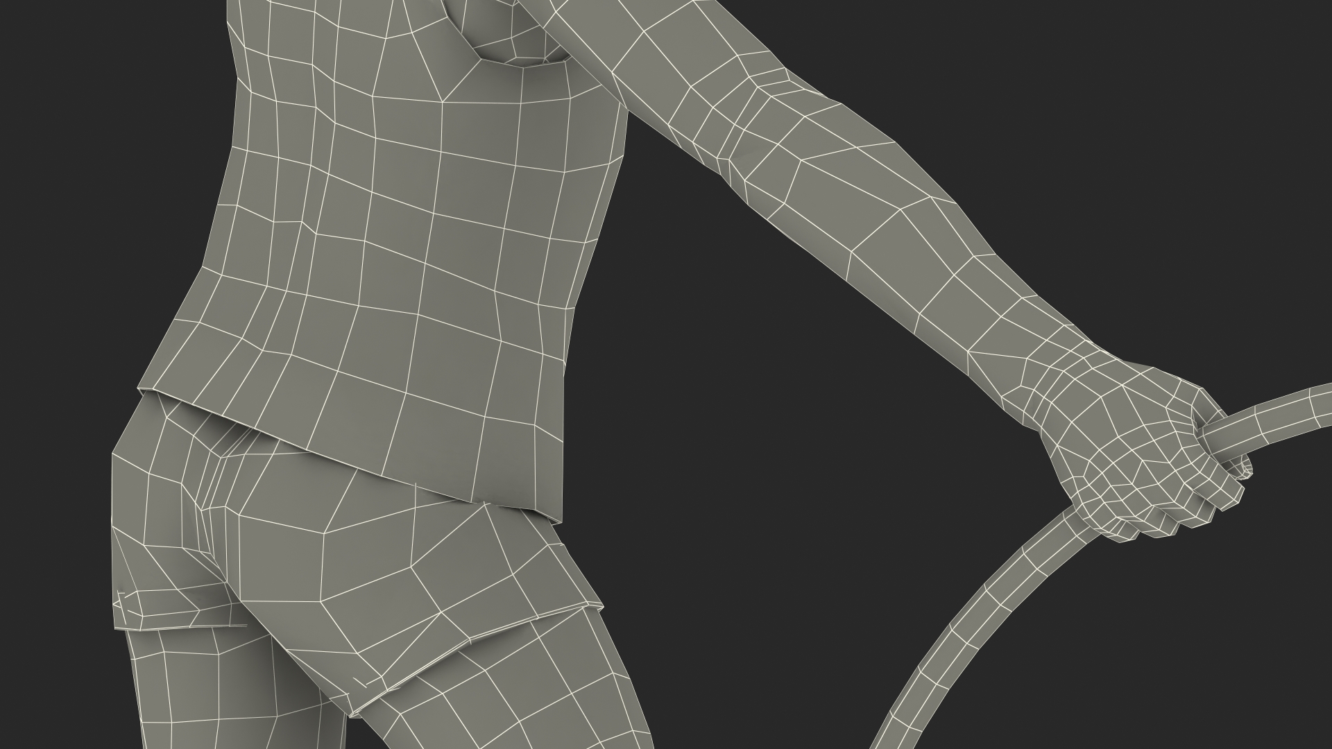 3D Black Child Girl With Hoop Pose